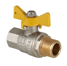 Кран газовый 3/4" резьба внутренняя-наружная ручка бабочка VALTEC
