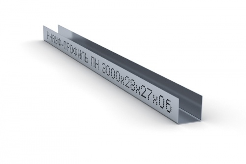 Профиль Кнауф (KNAUF) направляющий оцинкованный ♦ (ПН 27/28 мм) 3 м, толщина 0,6 мм