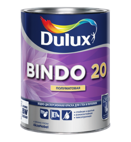 Краска ДУЛУКС (Dulux) БИНДО 20 (1л) полуматовая