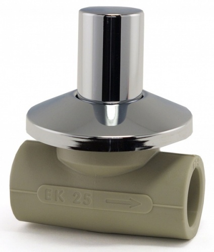 Вентиль под штукатурку 25мм с металлической крышкой Ekoplastik