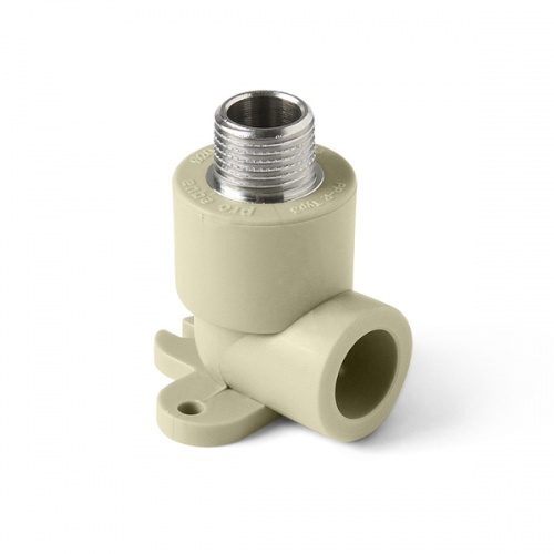 Уголок 90гр 25x1/2'' с металлической наружной резьбой и креплением ProAqua серый 