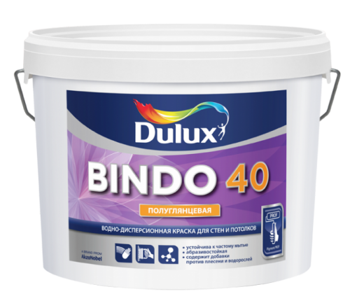 Краска ДУЛУКС (Dulux) БИНДО 40 BW(5л) полуглянцевая