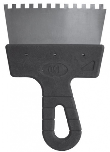 Шпатель зубчатый ♦ пластмассовая ручка (150 мм)  зуб 6х6 мм