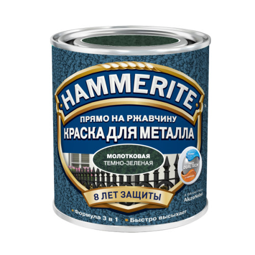 Краска по металлу Хаммерайт ♦ молотковая темно-зеленая (2,5 л)