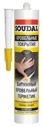 Герметик Соудал (SOUDAL) битумный для крыш ♦ черный (300 мл)